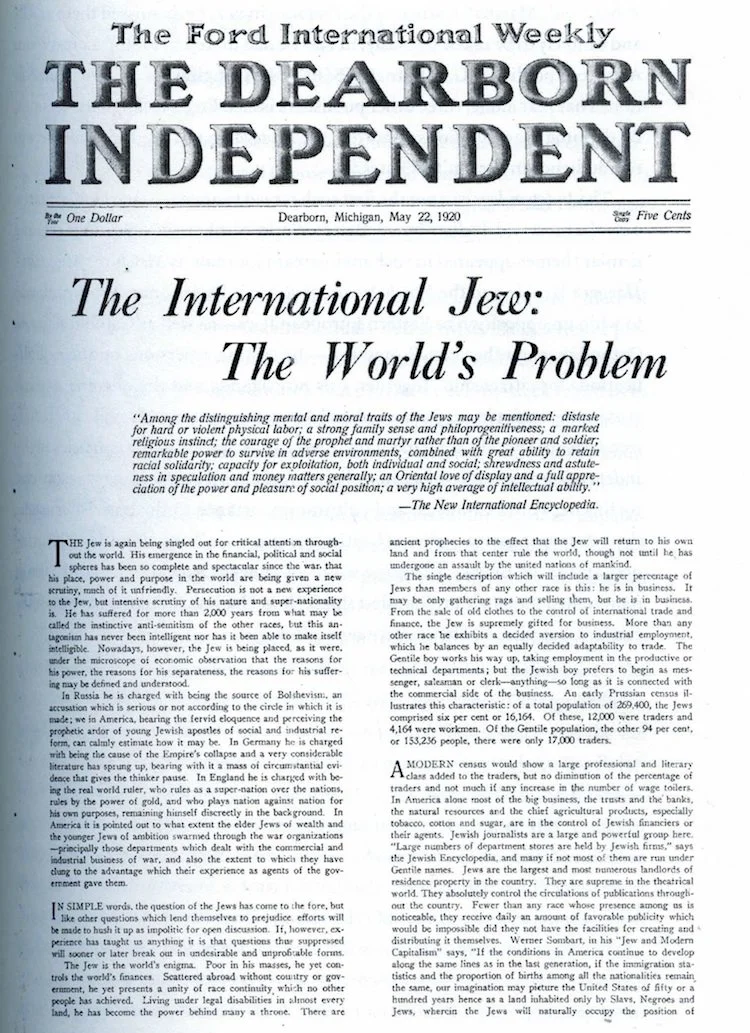 Henry Ford cikke a Dearborn Independentben